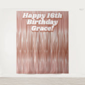 Meisjes 16e Verjaardag Roos Gouden Faux Tinsel Ach Wandkleed (Voorkant)