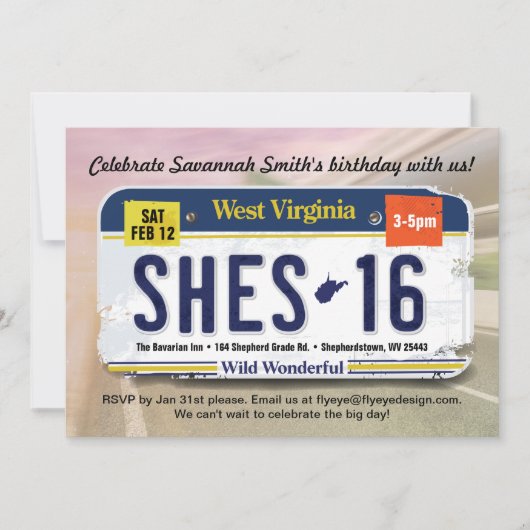 Meisje's 16e verjaardag West Virginia Licentie Uit Kaart (Voorkant)