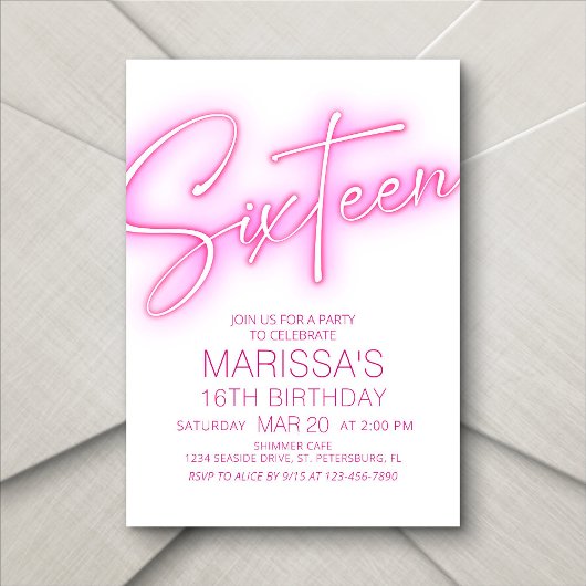 Meisjes 17e Neon Teen Verjaardag Kaart