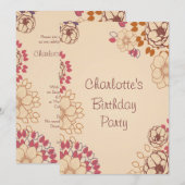 Meisjes 17e verjaardag Cute Modern Floral Kaart (Voorkant / Achterkant)