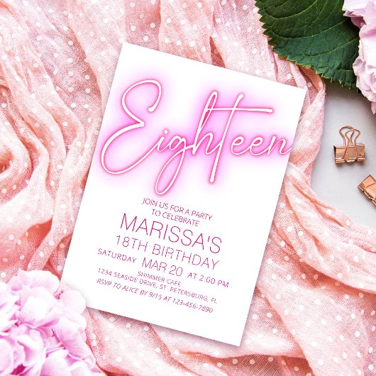 Meisjes 18e Neon Teen Verjaardag Kaart