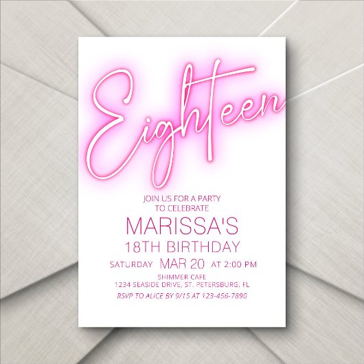 Meisjes 18e Neon Teen Verjaardag Kaart