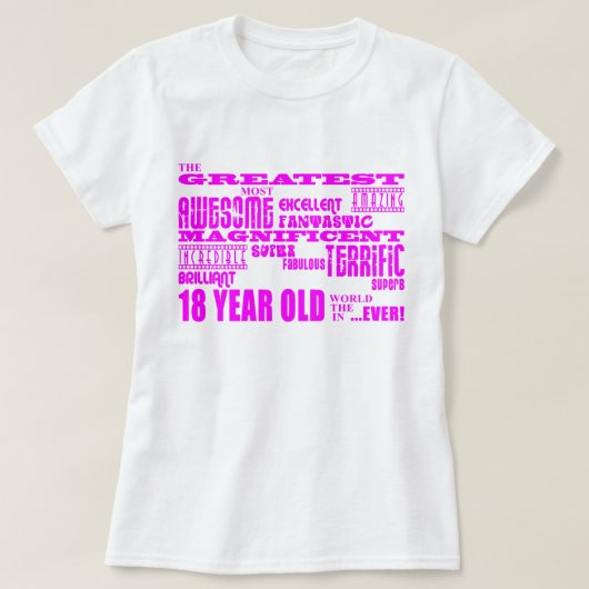 Meisjes 18e verjaardag : Roze GROOTSTE 18-jarige T-shirt (Design voorkant)