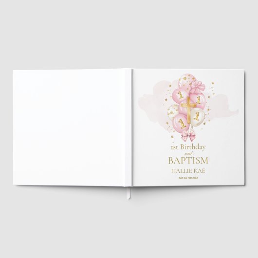 Meisjes 1e verjaardag & doop Keepsake gastenboek (Volledig)