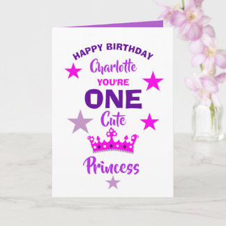 Meisjes 1e verjaardag Een Schattigee prinses geper Kaart