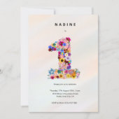 Meisjes 1e Verjaardag Eerste Verjaardag Bloemenfee Kaart (Voorkant)