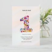 Meisjes 1e Verjaardag Eerste Verjaardag Bloemenfee Kaart (Staand voorkant)