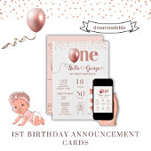 Meisje's 1e Verjaardag Milestones Aankondiging Kaa