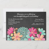 Meisjes 1e Verjaardag Nummer 1 Foto uitnodigen Kaart (Achterkant)