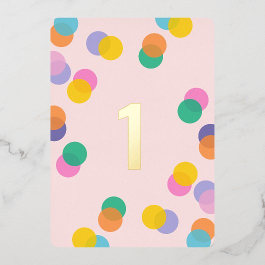 Meisje's 1e verjaardag Roze en Goud Folie Uitnodiging (Voorkant)