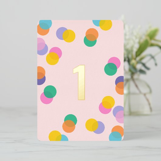 Meisje's 1e verjaardag Roze en Goud Folie Uitnodiging (Staand Voorkant)