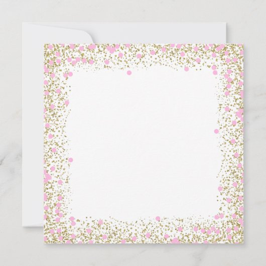 Meisjes 1e verjaardagsfeestje roze goud glitter kaart (Achterkant)