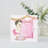 Meisjes 1st Birthday Pink en Gold Kaart (Staand voorkant)