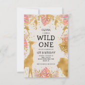 Meisjes 1ste verjaardag Roze Ecru Safari Kaart (Voorkant)