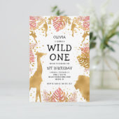 Meisjes 1ste verjaardag Roze Gold Safari Kaart (Staand voorkant)