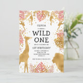 Meisjes 1ste verjaardag Roze Gold Safari Kaart (Staand voorkant)