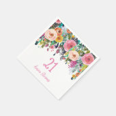 Meisjes 21ste verjaardag Pink Flower Peach Servet (Hoek)