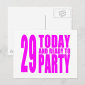 Meisjes 29e verjaardag: 29 Vandaag en klaar om te  Uitnodiging Briefkaart (Voorkant / Achterkant)