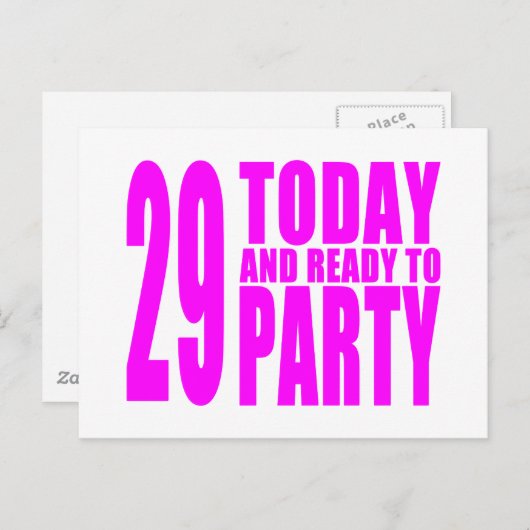 Meisjes 29e verjaardag: 29 Vandaag en klaar om te  Uitnodiging Briefkaart (Voorkant / Achterkant)