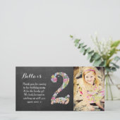 Meisjes 2e verjaardag Floral bedankt foto (Staand voorkant)