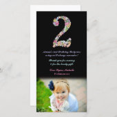 Meisjes 2e verjaardag Floral Foto Bedankkaart (Voorkant / Achterkant)