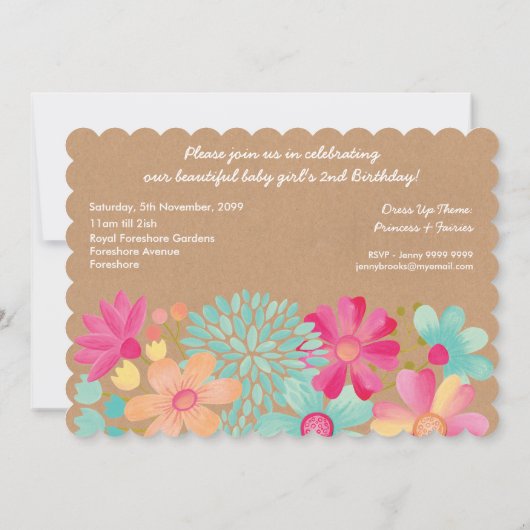 Meisjes 2e verjaardag Fotouitnodiging Kaart (Achterkant)