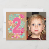 Meisjes 2e verjaardag Fotouitnodiging Kaart (Voorkant)