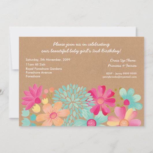 Meisjes 2e verjaardag Fotouitnodiging Kaart (Achterkant)