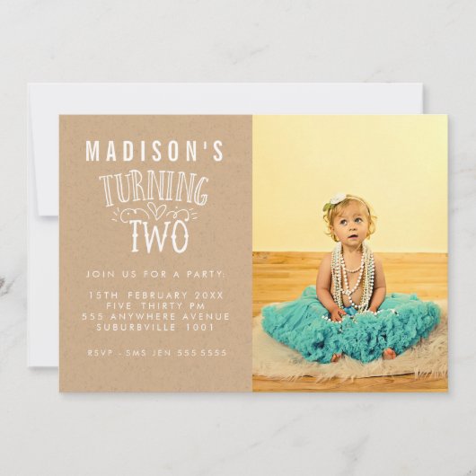 Meisjes 2e verjaardag Gepersonaliseerde nummerfoto Kaart (Voorkant)