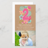 Meisjes 2e verjaardag nummer 2 Dank je wel Bedankkaart (Voorkant / Achterkant)