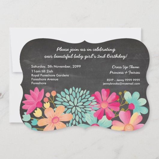 Meisjes 2e Verjaardag Party Nummer Foto Uitnodigin Kaart (Achterkant)