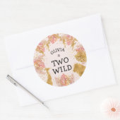 Meisjes 2e verjaardag Pastel Pink Gold Safari Ronde Sticker (Envelop)