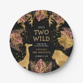 Meisjes 2e verjaardag Roze Gold Black Safari Papieren Bordje (Voorkant)