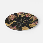 Meisjes 2e verjaardag Roze Gold Black Safari Papieren Bordje (Gekanteld)