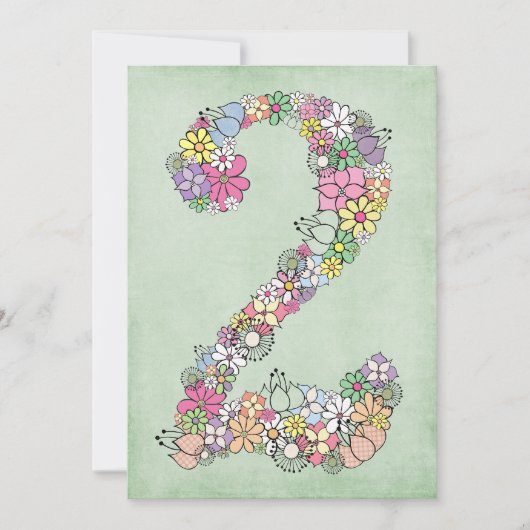 Meisjes 2e verjaardag Uitnodiging voor Aangepaste  (Voorkant)