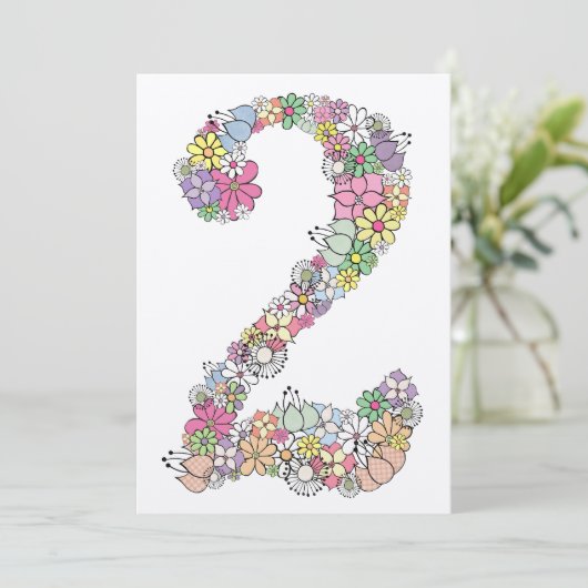 Meisjes 2e verjaardag Uitnodiging voor Aangepaste (Staand voorkant)