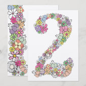 Meisjes 2e verjaardag Uitnodiging voor Aangepaste  (Voorkant / Achterkant)