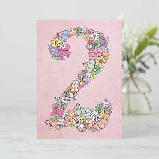 Meisjes 2e verjaardag Uitnodiging voor Aangepaste  (Staand voorkant)