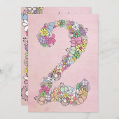 Meisjes 2e verjaardag Uitnodiging voor Aangepaste (Voorkant / Achterkant)