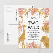 Meisjes 2e verjaardag van de uitnodiging van de Pa (Voorkant / Achterkant)