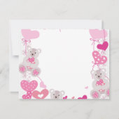 Meisjes 2e Verjaardagsfeest Roze Teddy Bears Heart Kaart (Achterkant)