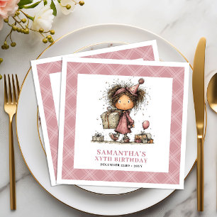 Meisjes 2e verjaardagsfeestje Grappige Whimsy Roze Servet