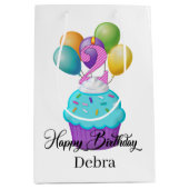 meisjes 2ND Birthday cupcake add name Medium Cadeauzakje (Voorkant)