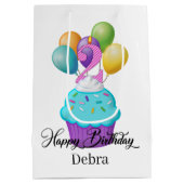 meisjes 2ND Birthday cupcake add name Medium Cadeauzakje (Achterkant)