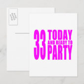 Meisjes 33e verjaardag: 33 Vandaag en klaar om te  Uitnodiging Briefkaart (Voorkant / Achterkant)