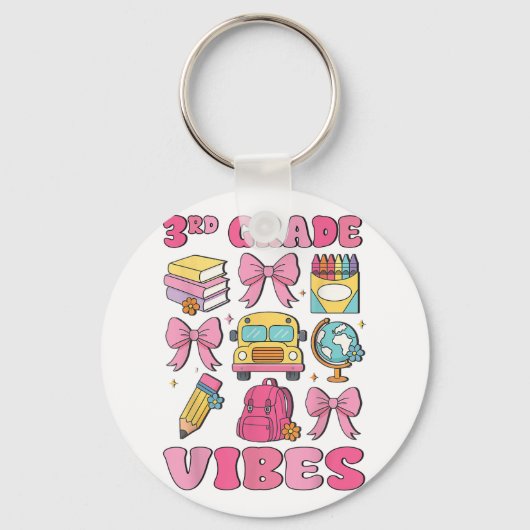 Meisjes 3e klas Vibes Coquette Bow Terug naar scho Sleutelhanger (Voorkant)