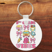 Meisjes 3e klas Vibes Coquette Bow Terug naar scho Sleutelhanger (Voorkant)