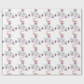 Meisjes 3e verjaardag bloemen naam vlinder cadeaupapier (Vlak)