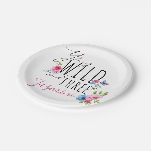 Meisje's 3e Verjaardag Custom Name Papieren Bordje (Gekanteld)