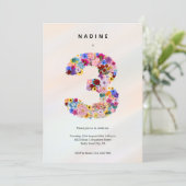 Meisjes 3e Verjaardag Derde Verjaardag Bloemenfees Kaart (Staand voorkant)